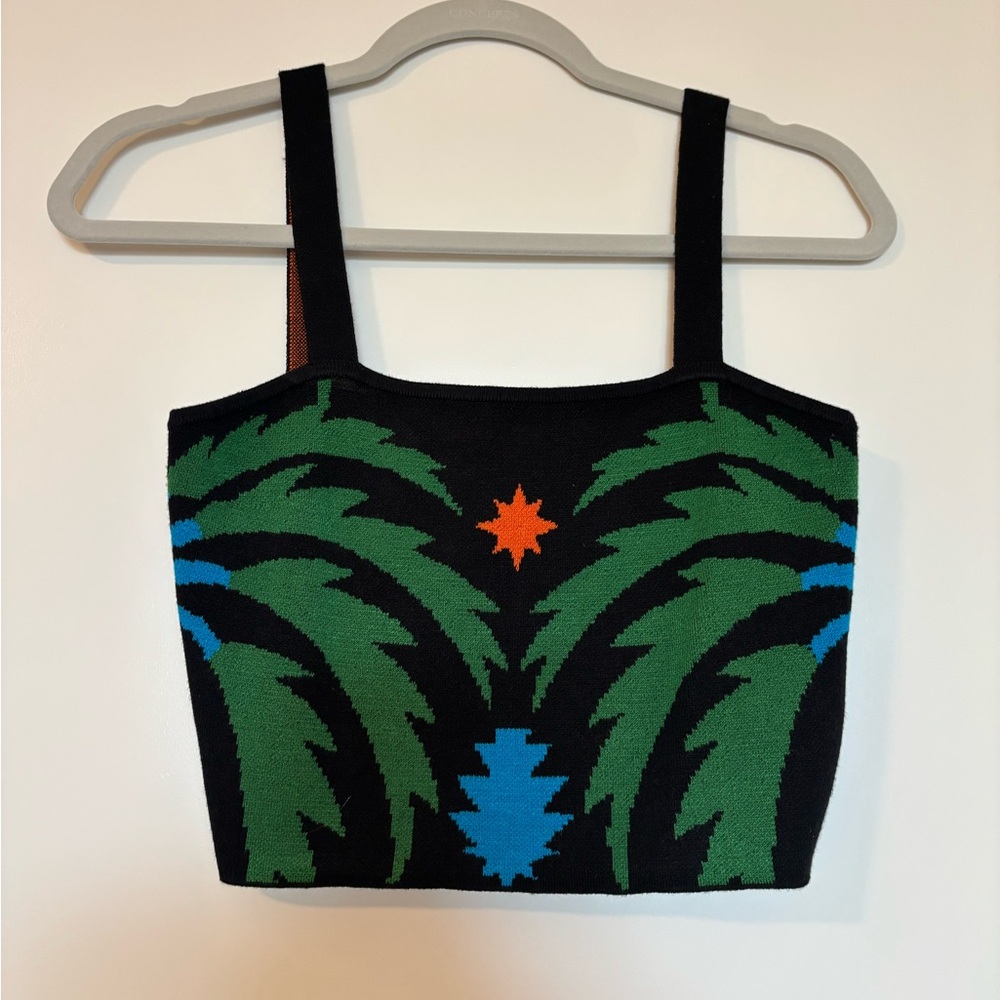 Anthropologie Tigre indigo x Celandine vibrant tropical knit top